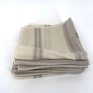 Cloth Napkins Woven Stripe Pattern Cream Color Set of 8 Shabby Chic Classic